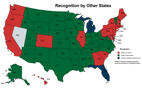 Illustration Of Concealed Carry Law By States