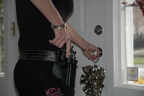 Holding For Gun In Holster