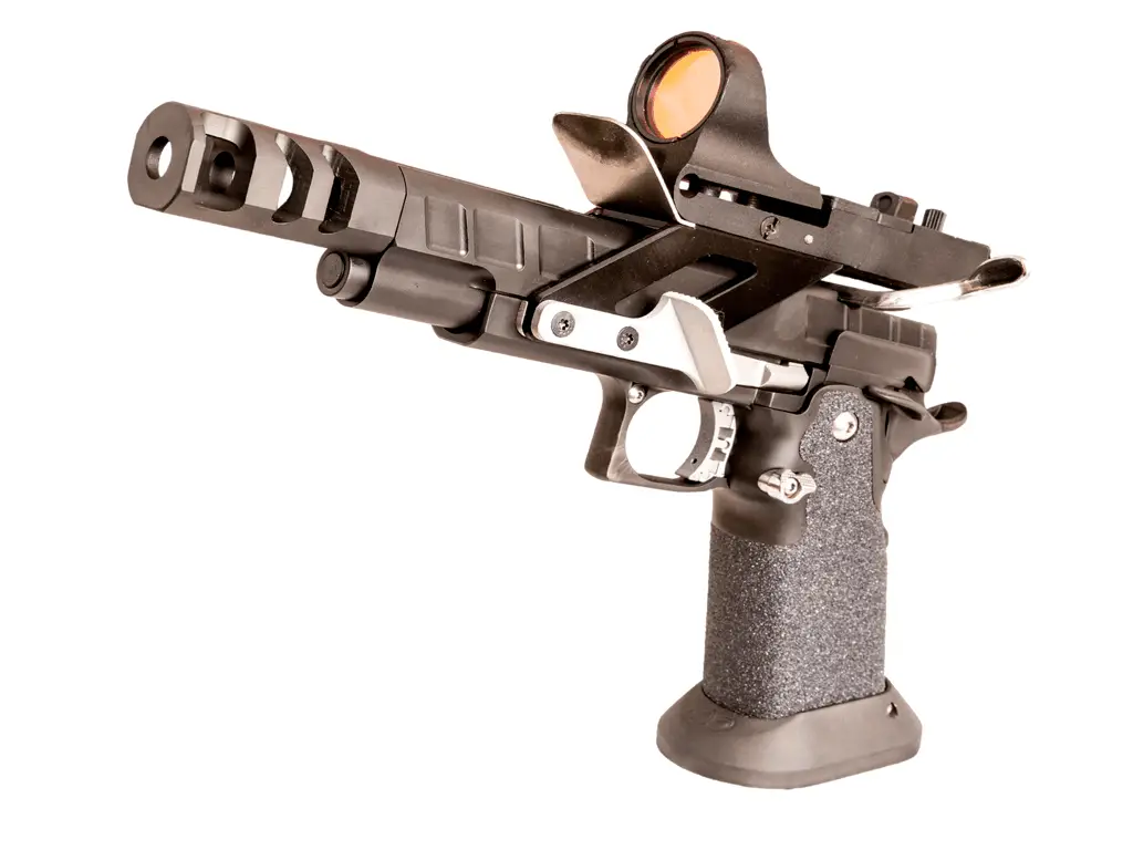 A handgun with a scope attached to it
