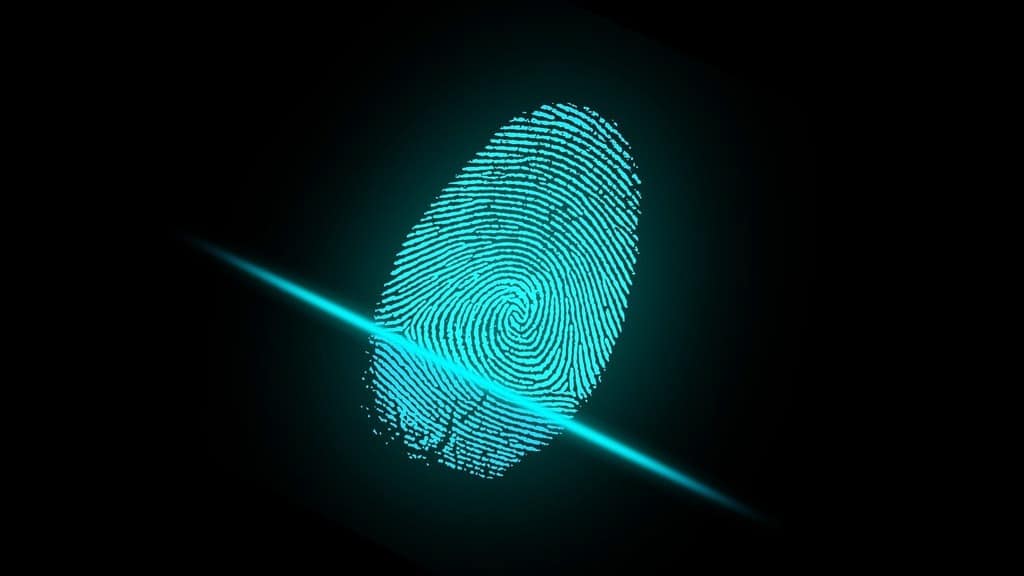 Fingerprint on a biometric scanner