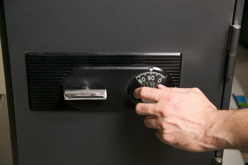 Person opening a gun safe