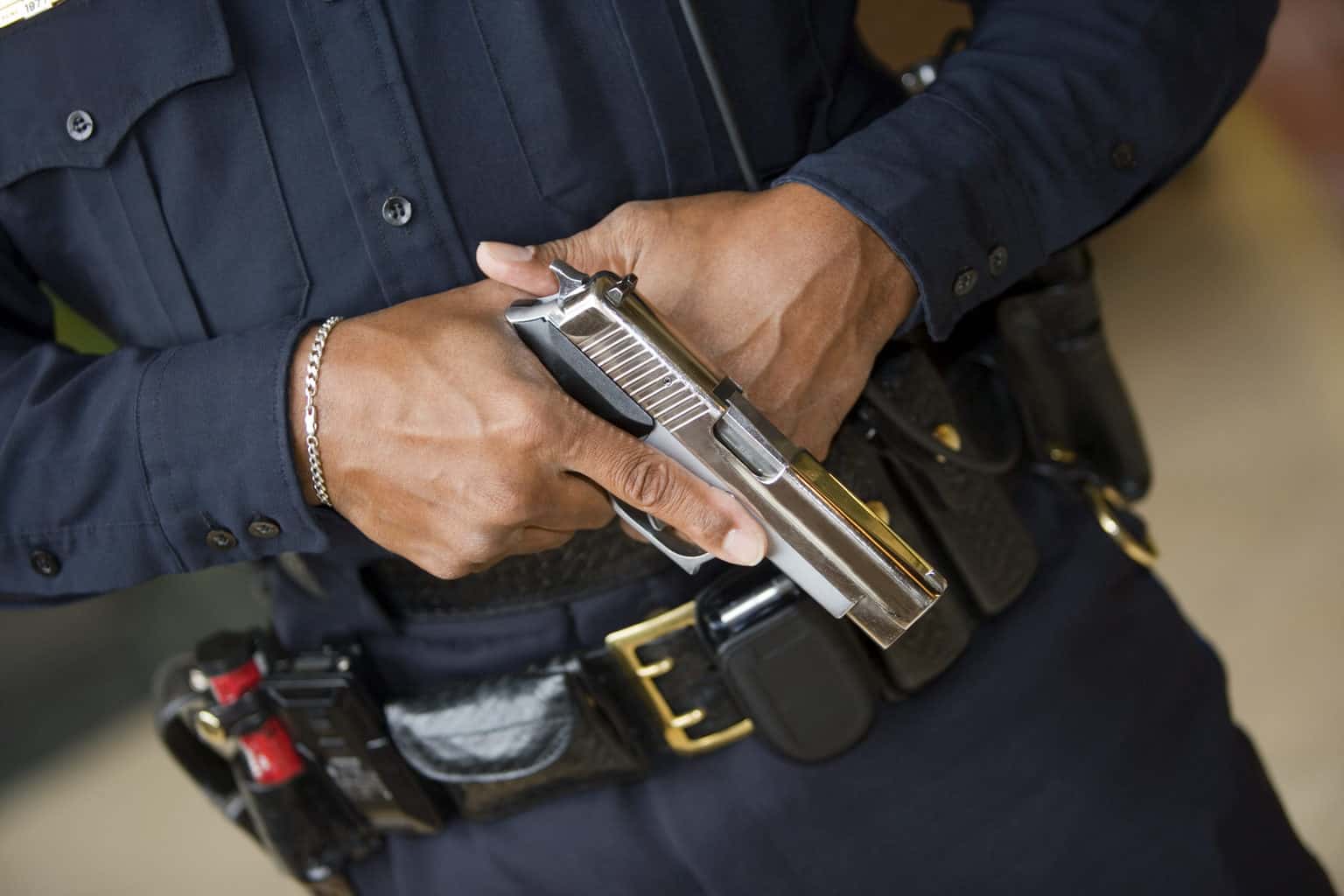 Policeman with gun