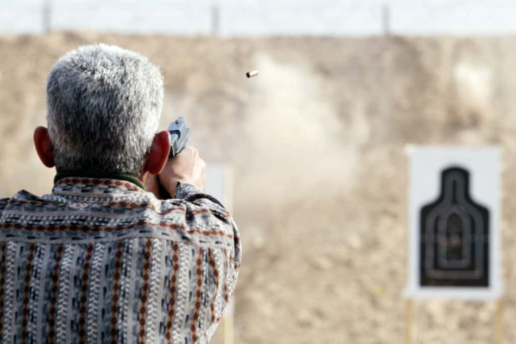 Man target shooting in one of the gun ranges in the United States