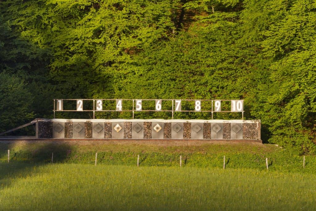 An outdoor shooting range wheel