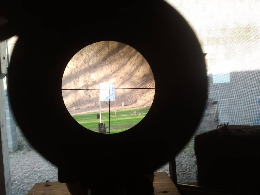 Gun focusing on a target