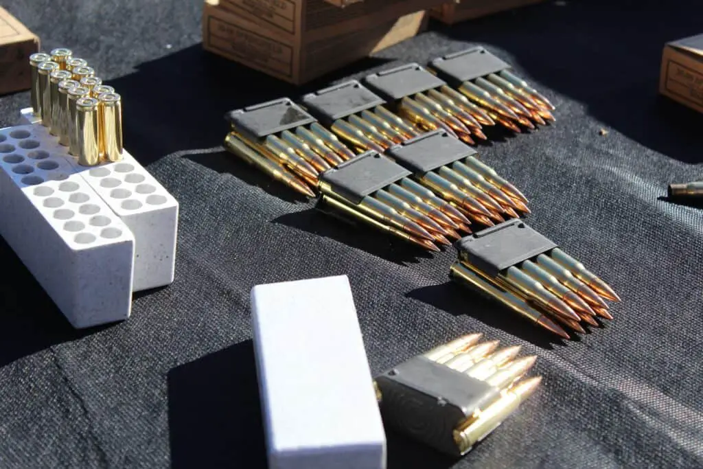 Stacks of new bullets placed in a table