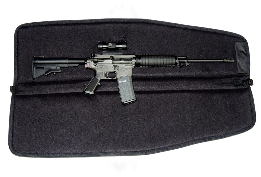 Gun case size containing an AR 15