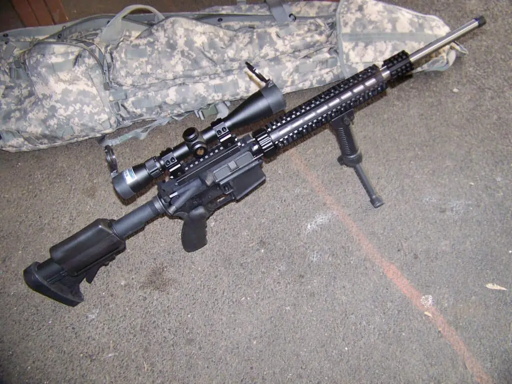 AR 15 beside a gun storage bag