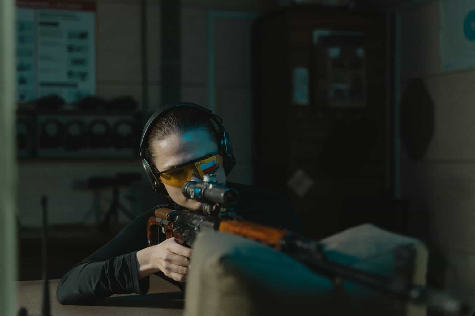 Woman in a gun range in Rhode Island