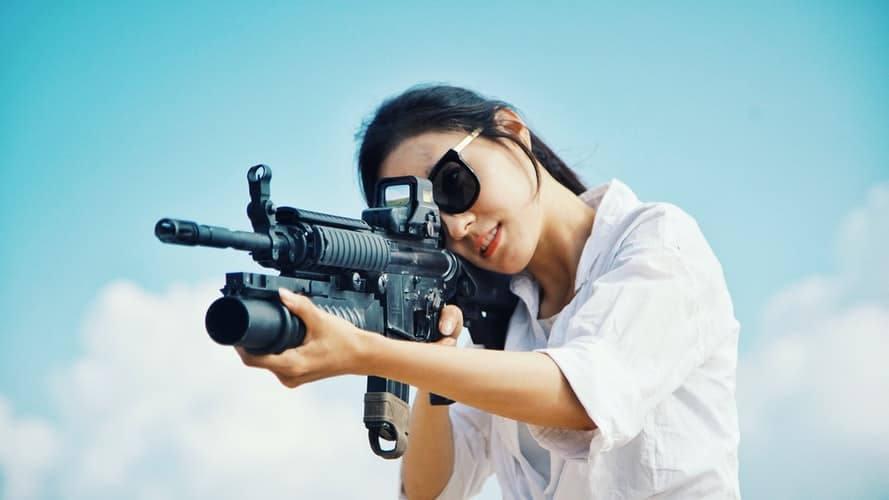 Woman at a shooting range in Colorado