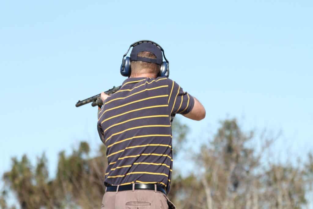 Man practicing shooting at a shooting range in New Hampshire