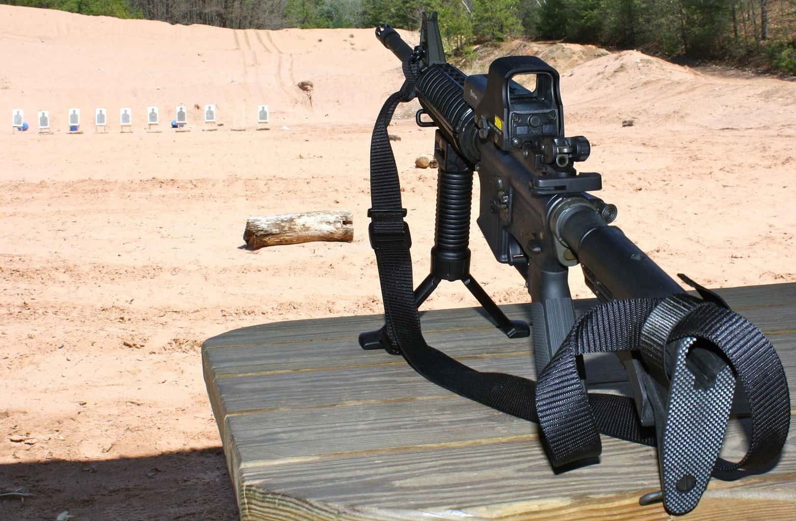 Rifle ready for firing at a shooting range in Charlotte
