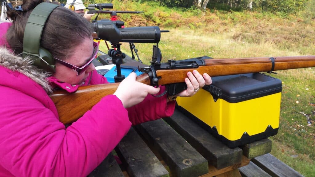 Woman at a shooting range in Columbus