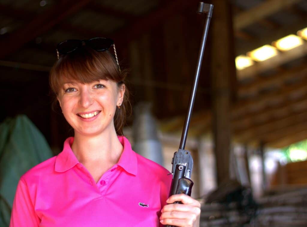 Woman at a shooting range in Mesa