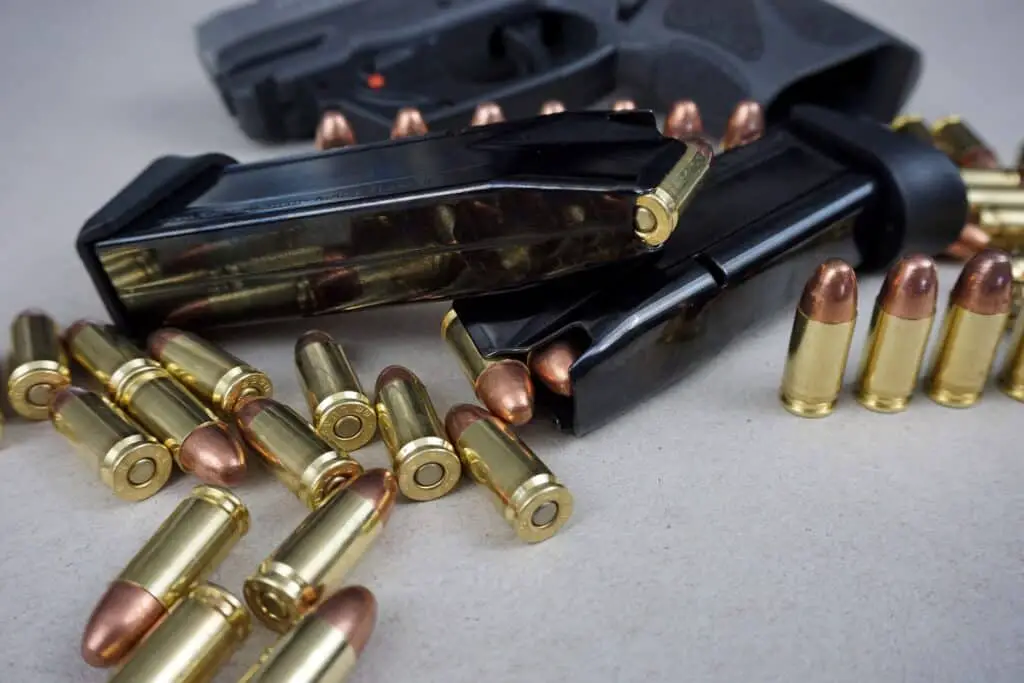 Bullets around a handgun