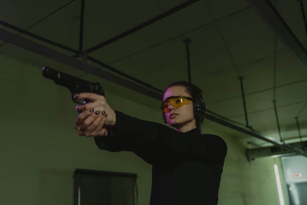 Woman at a shooting range in Milwaukee