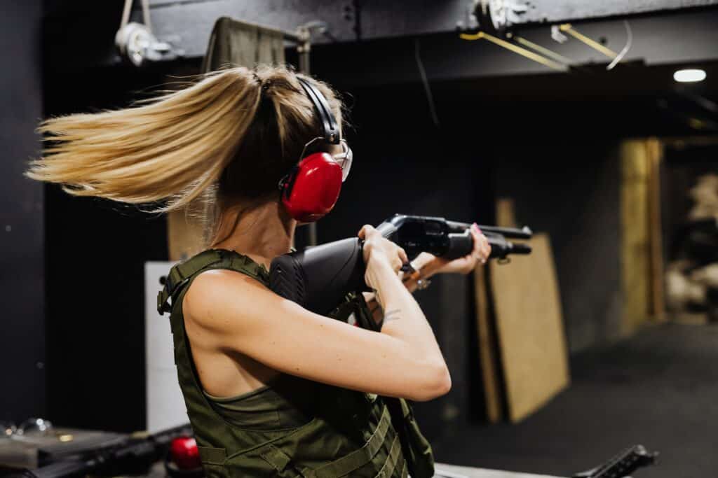 Woman at a shooting range in New York City