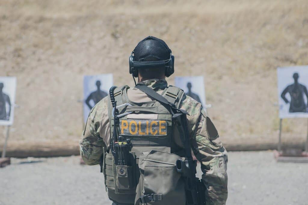 Law enforcement at a gun range