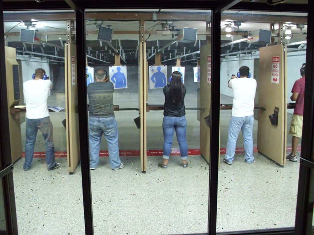 Group of people in a gun range