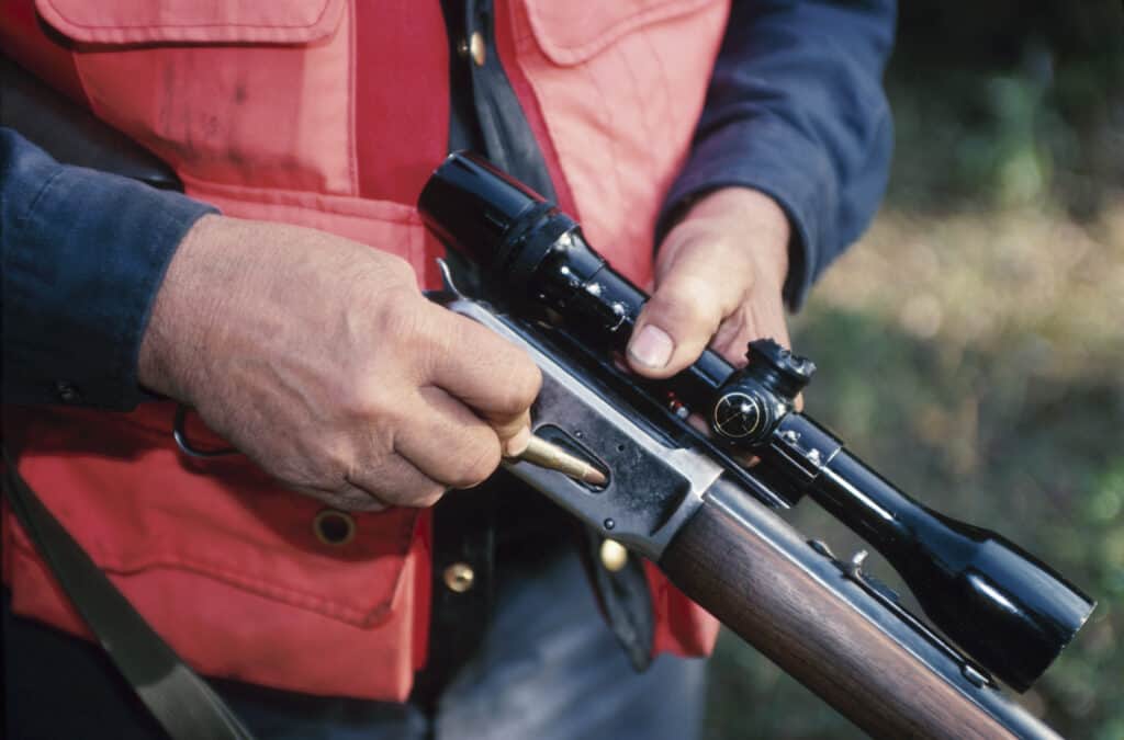 Man reloading his gun