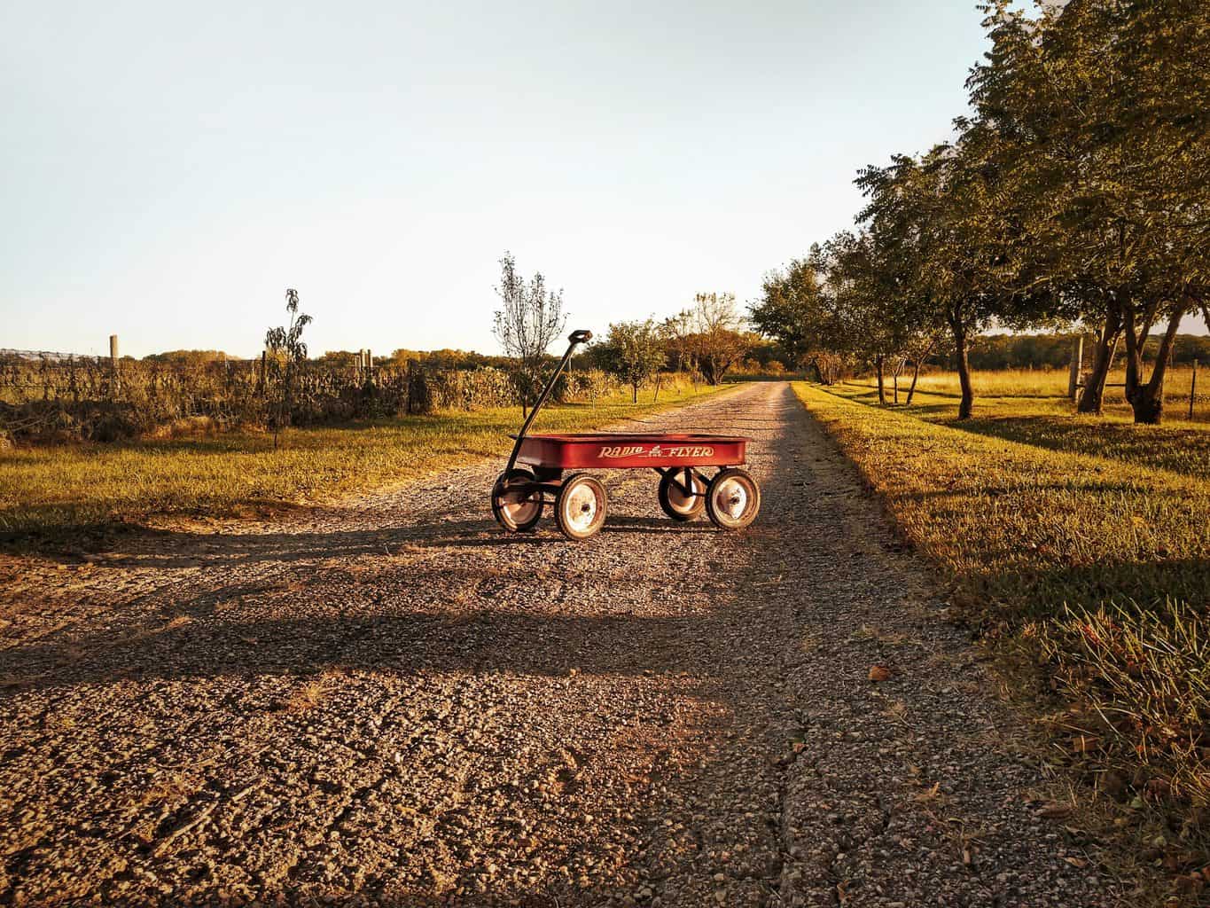 kansas landscape with wheelbarrow
