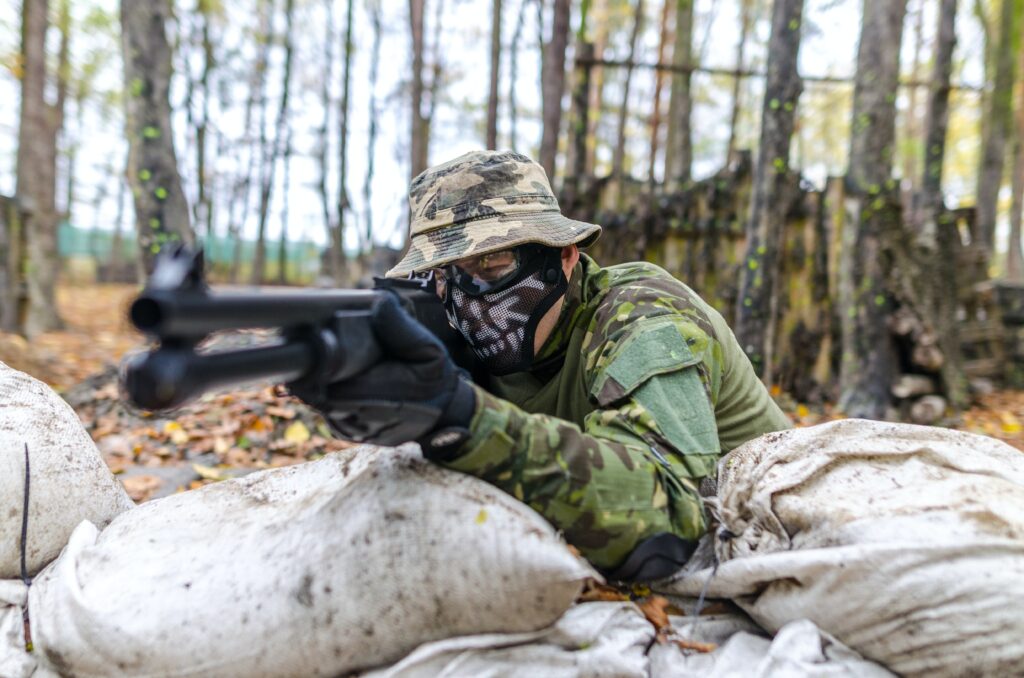 man pointing a gun