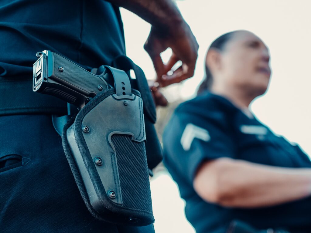 Close up shot of gun in a gun pocket