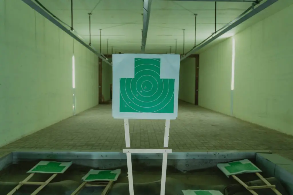 target paper in the middle of a shooting range