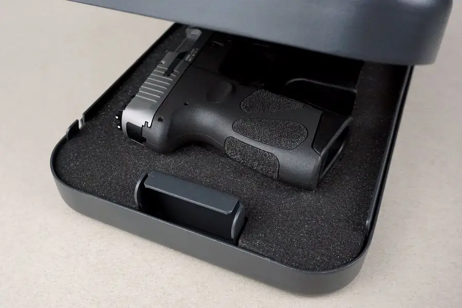 Handgun inside a drawer safe