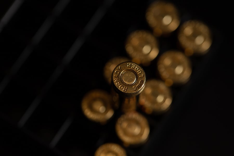 Macro shot of a 9mm ammo