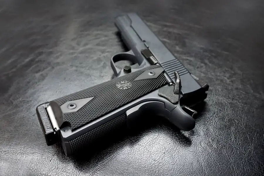 A black handgun