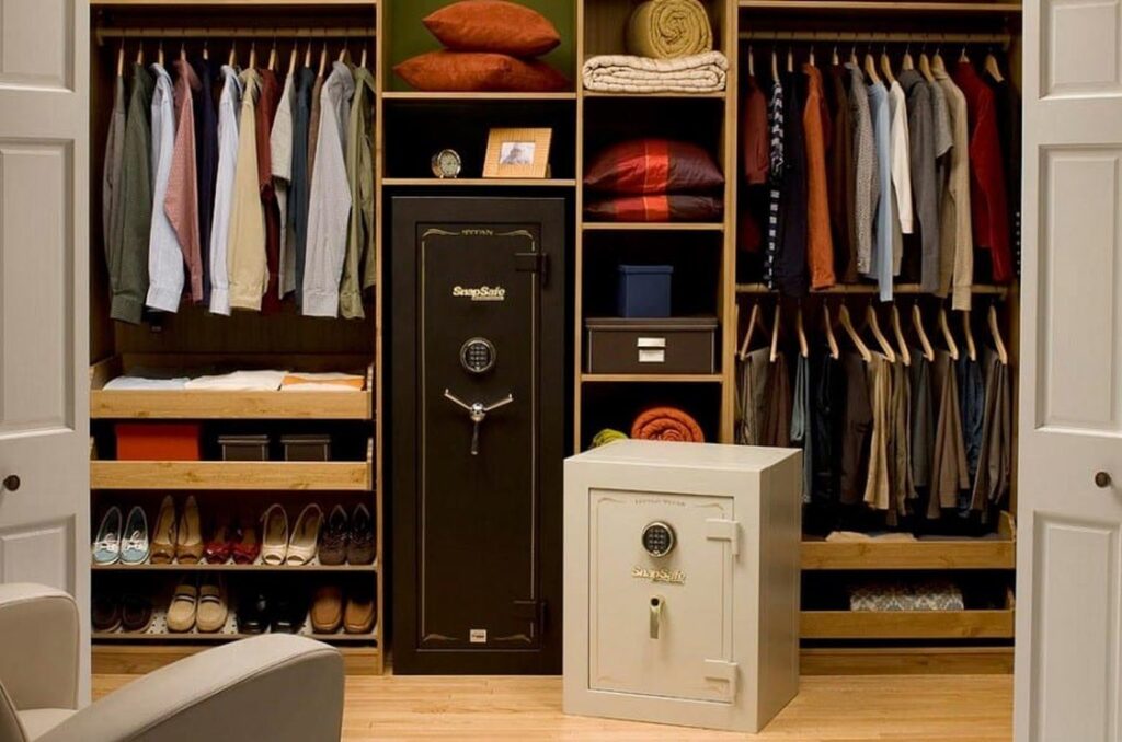 Long gun safe inside a closet