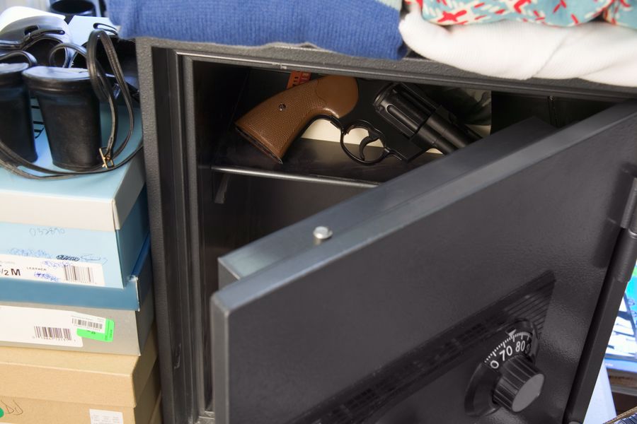 Gun safe with an outlet